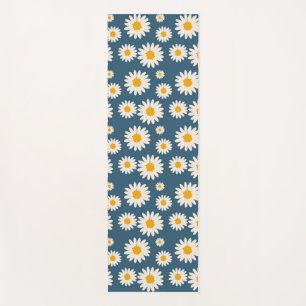 Navy Daisy Floral Bohemian Botanical Pattern Yoga Mat