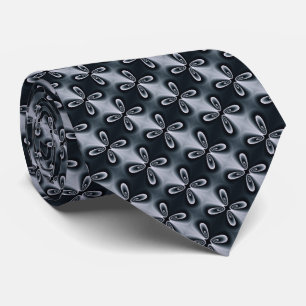 Navy Dark Blue Floral Petal Digital Pattern Tie