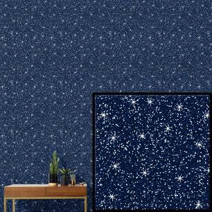 Navy Dark Blue with Sparkle Stars Wallpaper