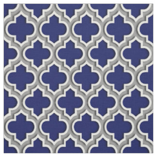 Navy Dark Grey Moroccan Quatrefoil Pattern #5DS Fabric