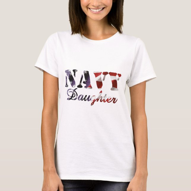 Navy Daughter American Flag T-Shirt (Front)