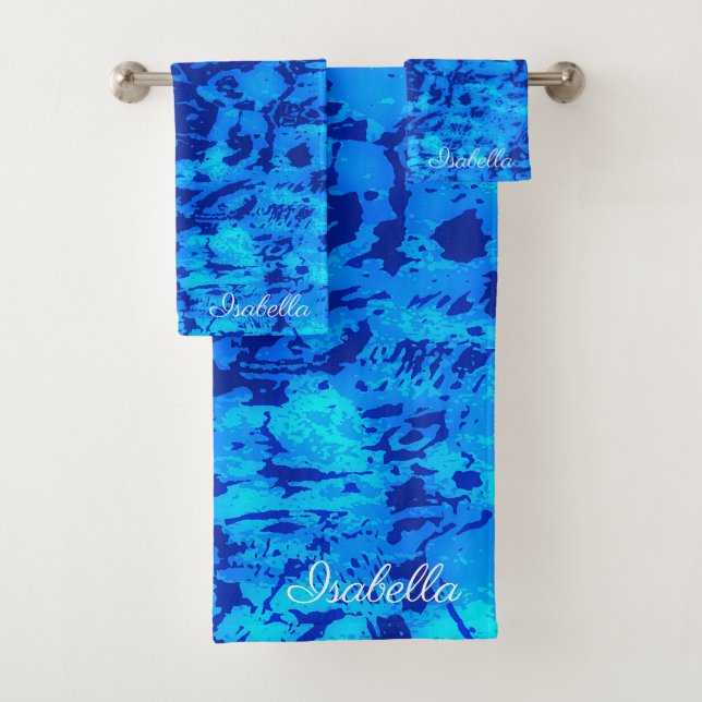 Navy Deep Customise Fresh Ocean Water Bath Towel Set (Insitu)