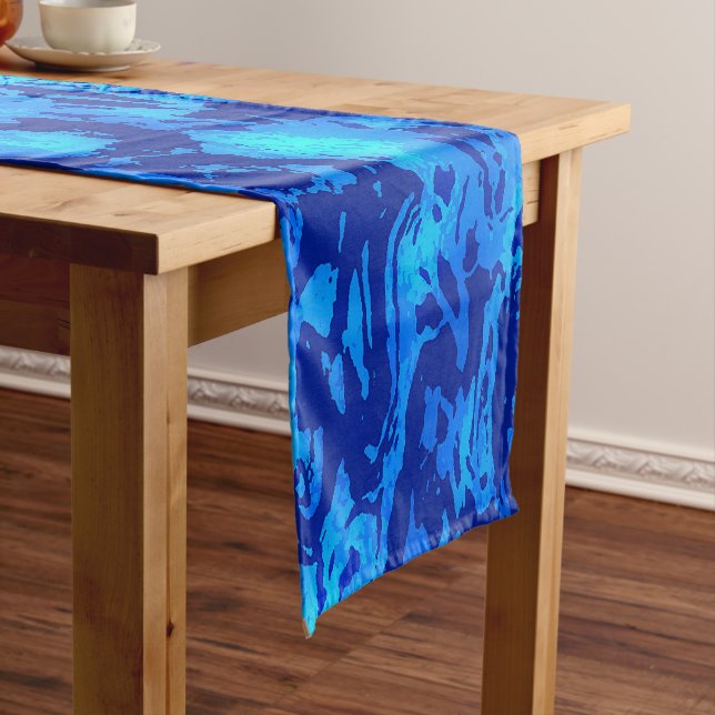 Navy Deep Customise Fresh Ocean Water Long Table Runner (In Situ)