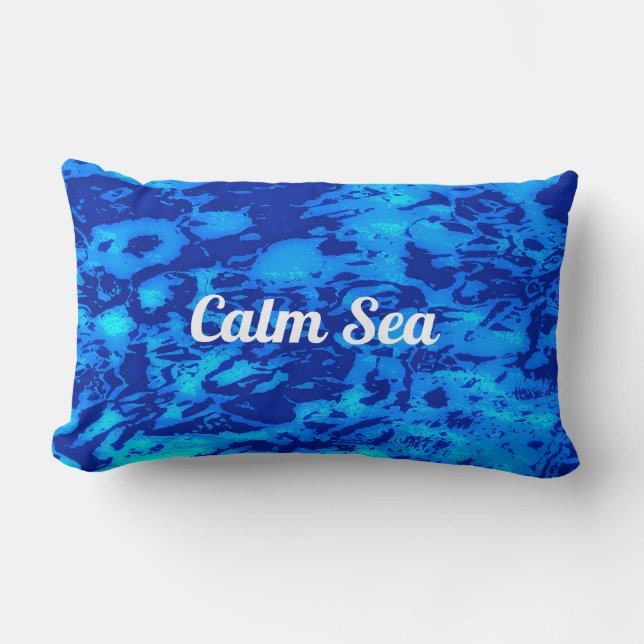 Navy Deep Customise Fresh Ocean Water Lumbar Cushion (Front)