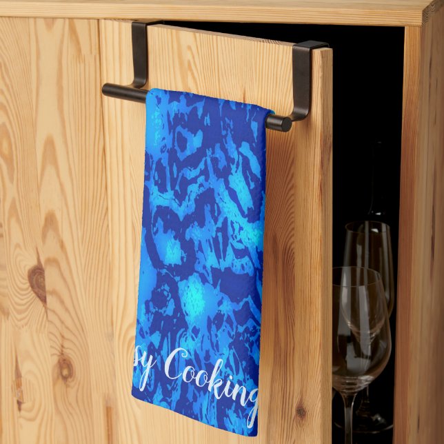Navy Deep Customise Fresh Ocean Water Tea Towel (Thirds Fold)