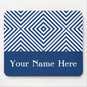 Navy Diamond Chevron with custom name Mouse Pad