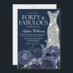 Navy Diamond Dress Forty & Fabulous 40th Birthday Invitation<br><div class="desc">Navy Diamond Dress Forty & Fabulous 40 Womans Birthday Party

See matching collection in Niche and Nest Store

Many thanks</div>