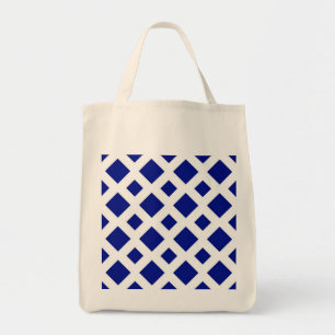 Navy Diamonds on White Tote Bag
