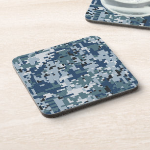 Navy  Digital Camo Camouflage Decor Coaster