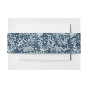 Navy  Digital Camo Camouflage Decor Invitation Belly Band