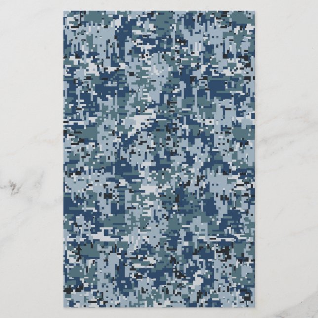 Navy  Digital Camo Camouflage Decor Stationery (Front)