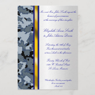 Navy Digital Camouflage Wedding Invitation