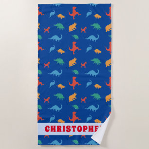 Navy Dinosaurs Pattern Kids Summer Beach Towel