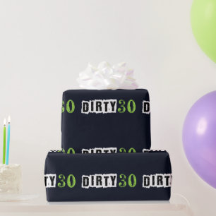 Navy Dirty 30 Thirtieth Party Wrapping Paper