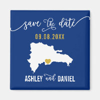 Navy Dominican Republic Wedding Save the Date Map