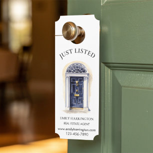 Navy Door Watercolor Listing Real Estate Agent Hanger