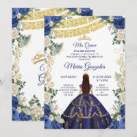 Navy Dress and Roses Mexican Girl 15th Birthday 1