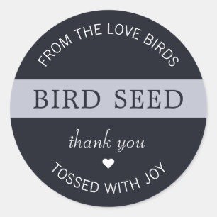 Navy Dusty Blue Bird Seed Toss Wedding Favours Classic Round Sticker