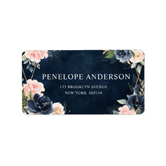 Navy Dusty Blue Blush Geometric Wedding Label