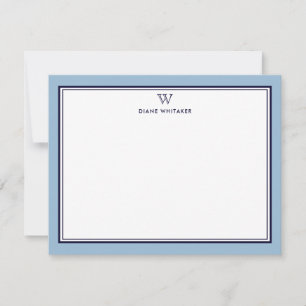 NAVY & DUSTY BLUE Classic Monogram Double Frame Card