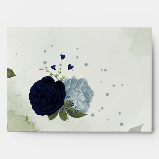navy & dusty blue flowers green envelope (Front)