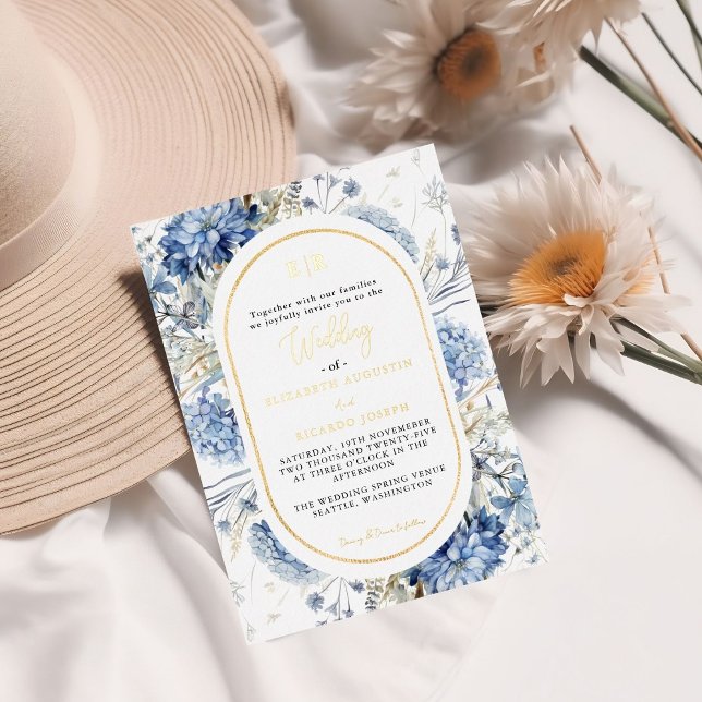 Navy Dusty Blue Gold Floral Spring Bloom Wedding (Creator Uploaded)
