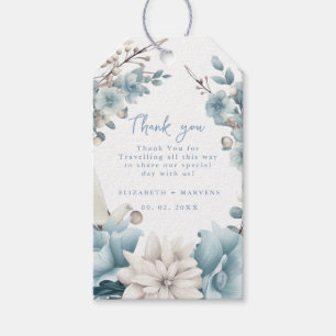 Navy Dusty Blue Gold Floral Spring Bloom Wedding Gift Tags