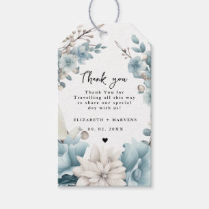 Navy Dusty Blue Gold Floral Spring Bloom Wedding Gift Tags