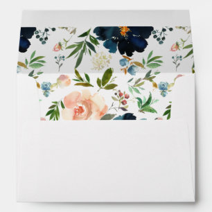 Navy & Dusty Blue, Pink Floral Envelope