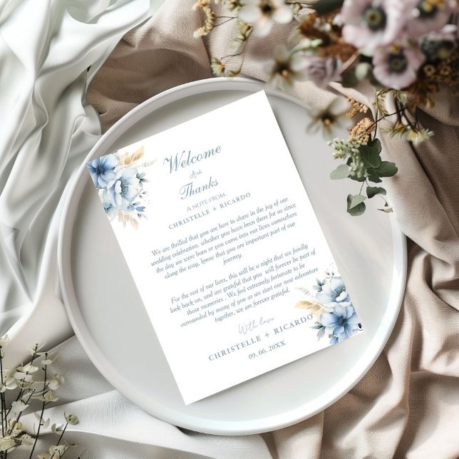 Navy Dusty Blue Welcome & thank you Wedding note  (Creator Uploaded)