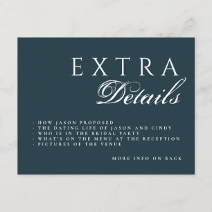 Navy Editable QR Code Double Side Details Wedding Enclosure Card
