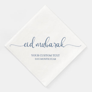 Navy Eid Mubarak Calligraphy Custom Napkin