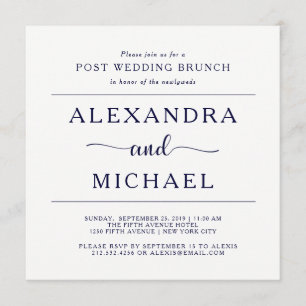 Navy Elegance Minimalist Post Wedding Brunch Invitation