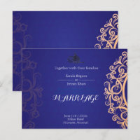 Navy Elegant Blue Muslim wedding Invitation