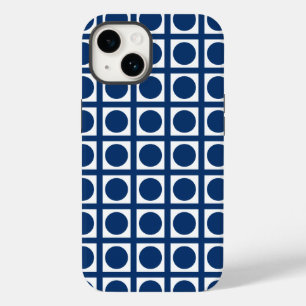 Navy Elegant Grid Dots Case-Mate iPhone 14 Case