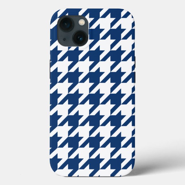 Navy Elegant Houndstooth Case-Mate iPhone Case (Back)