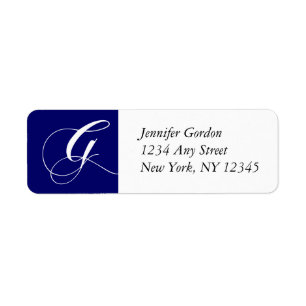 Navy Elegant Monogram G Return Adress Labels