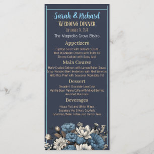 Navy Elegant Moody Floral Wedding Menu