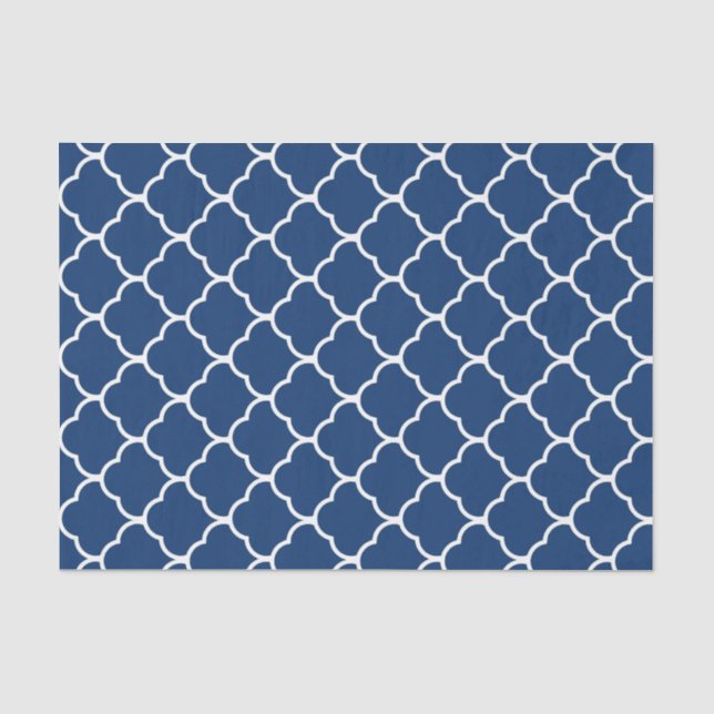 Navy Elegant Moroccan Design Tissue Paper (Front)