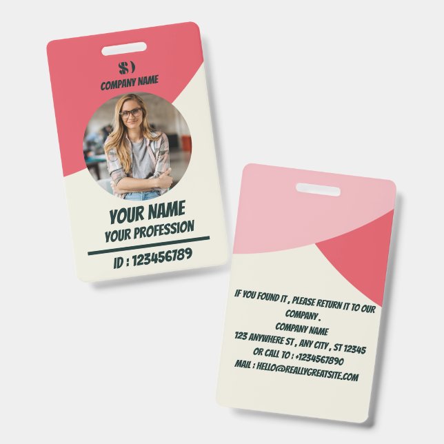 Navy Employee Photo ID Badge (Front & Back)