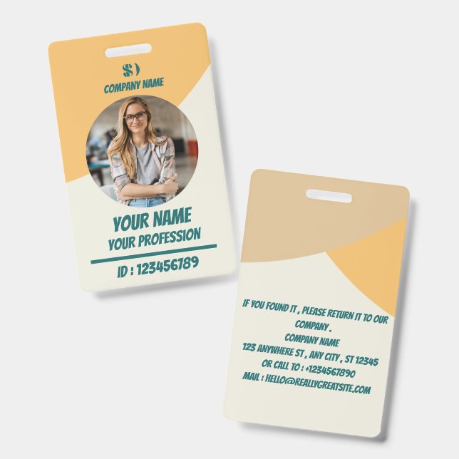 Navy Employee Photo ID Badge (Front & Back)