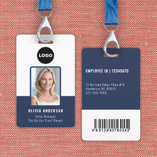 Navy Employee Photo ID Bar Code Company Security ID Badge