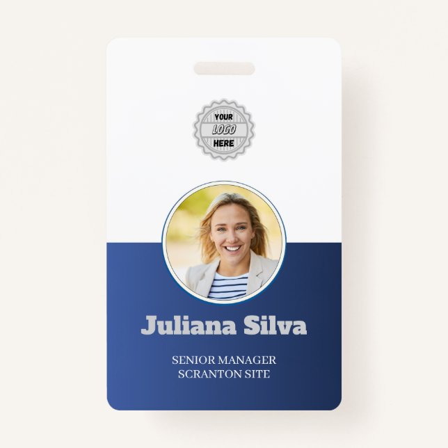 Navy | Employee Photo ID Company Security  ID Badge (Front)