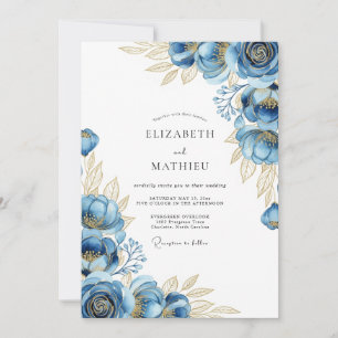 Navy Ethereal Bloom Wedding Invitation