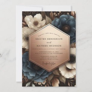 Navy Ethereal Bloom Wedding Invitation