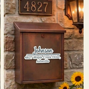 Navy Family Name & Address Mailbox Personalised