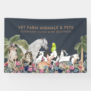 Navy Farm Cat Dog Pet Banner