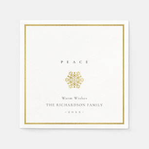 NAVY FAUX GOLD SNOWFLAKE LIGHT STRINGS PEACE NAPKIN