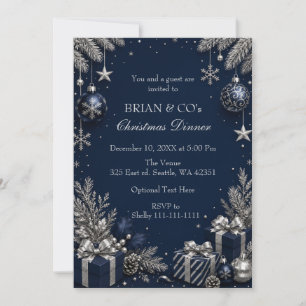 Navy Festive Corporate Christmas Party Invitation