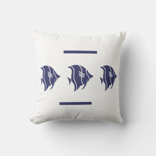 navy  fish  on  white  PILLOW coastal living